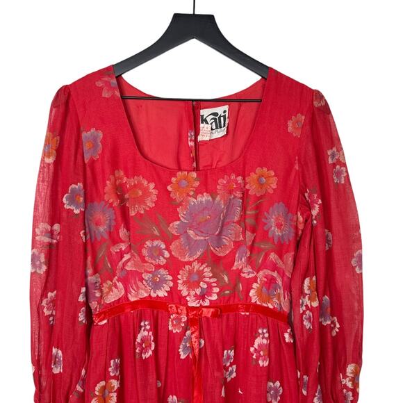Vintage Floral Maxi Dress Kati at Laura‎ Phillips Womens Small Red Long Boho - Picture 4 of 6